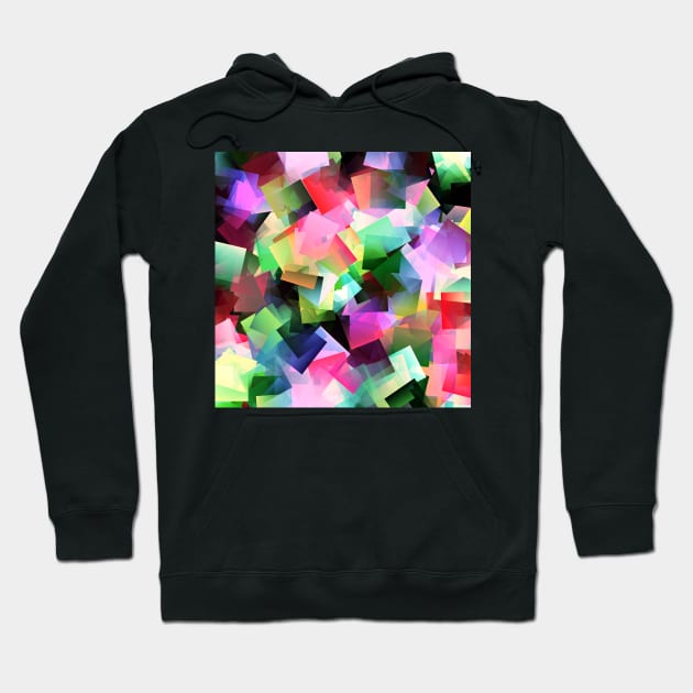 Bright Colorful Chaotic Squares Pattern Hoodie by KaSaPo